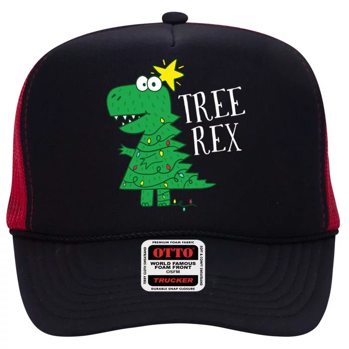 Tree Rex Christmas Dinosaur Christmas Funny Gift High Crown Mesh Trucker Hat