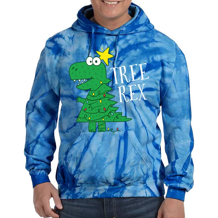 Tree Rex Christmas Dinosaur Christmas Funny Gift Tie Dye Hoodie