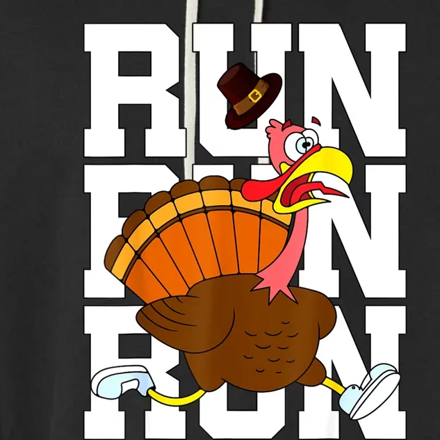 Turkey Run Costume Thanksgiving Running Turkey Trot Garment-Dyed Fleece Hoodie