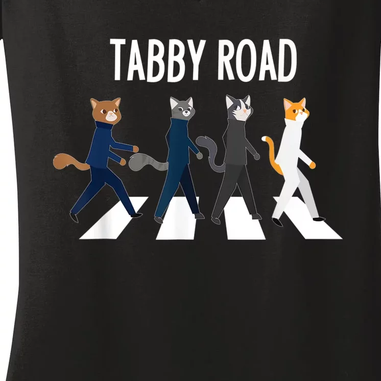 Tabby Road Cats Cat Lover Women's V-Neck T-Shirt