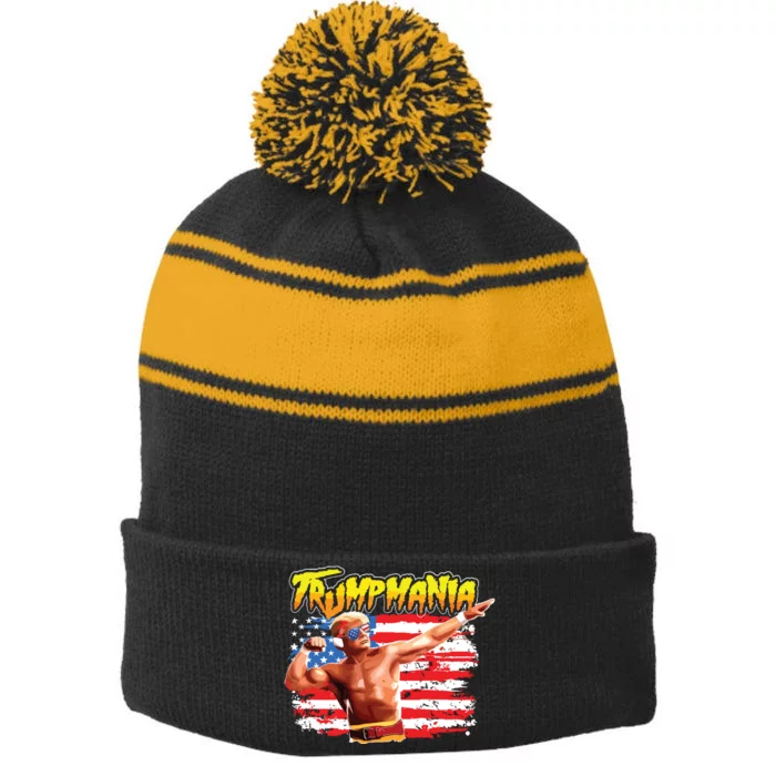 Trump Republican Convention Wrestling Meme Trumpamania Stripe Pom Pom Beanie