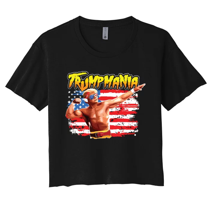 Trump Republican Convention Wrestling Meme Trumpamania Women's Crop Top Tee