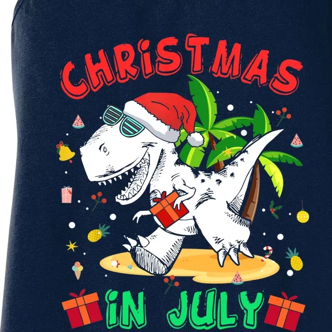 T Rex Christmas In July for Boy Dinosaur Women's Racerback Tank