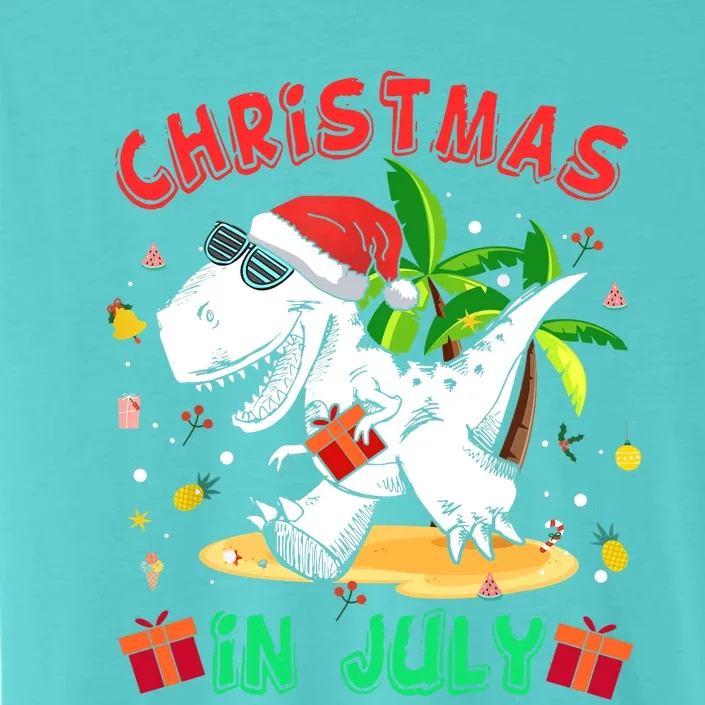 T Rex Christmas In July for Boy Dinosaur ChromaSoft Performance T-Shirt