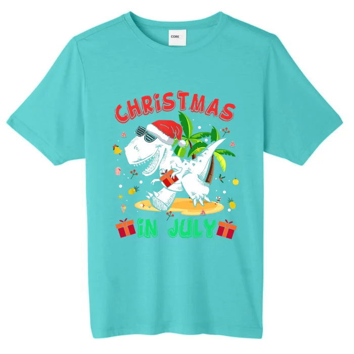 T Rex Christmas In July for Boy Dinosaur ChromaSoft Performance T-Shirt