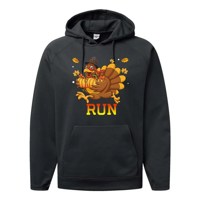 Turkey Run Costume Thanksgiving Running Turkey Trot Performance Fleece Hoodie