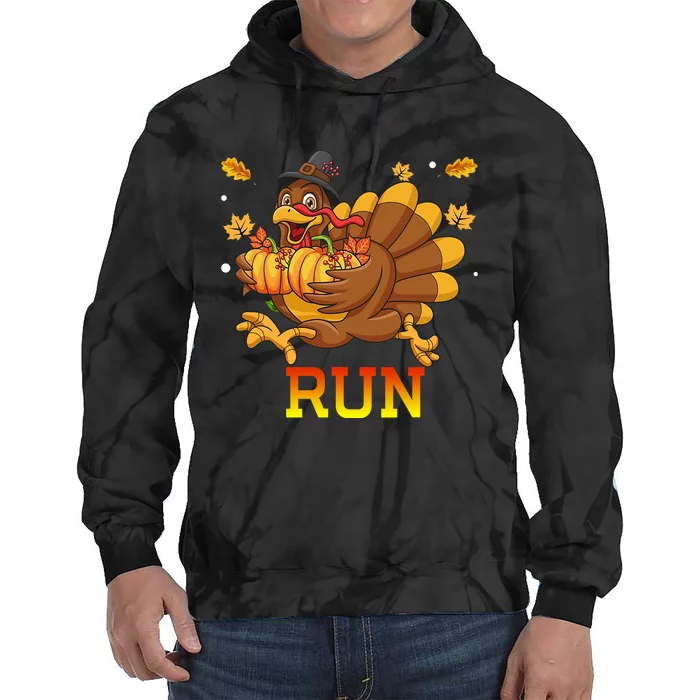 Turkey Run Costume Thanksgiving Running Turkey Trot Tie Dye Hoodie