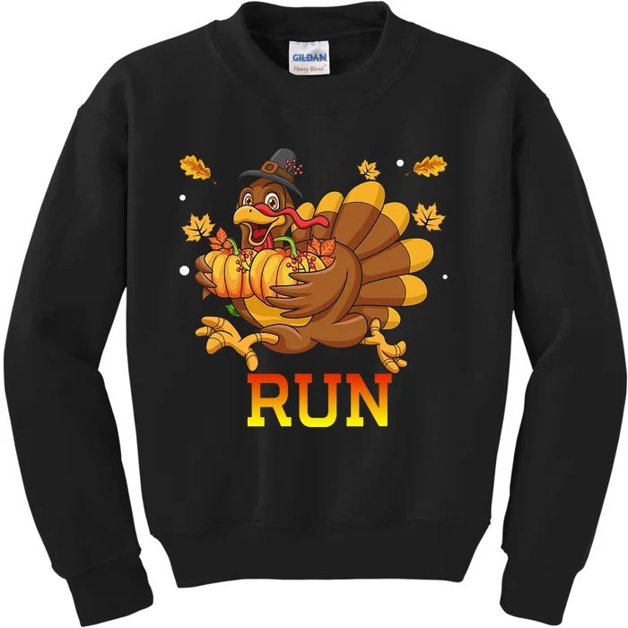 Turkey Run Costume Thanksgiving Running Turkey Trot Kids Sweatshirt