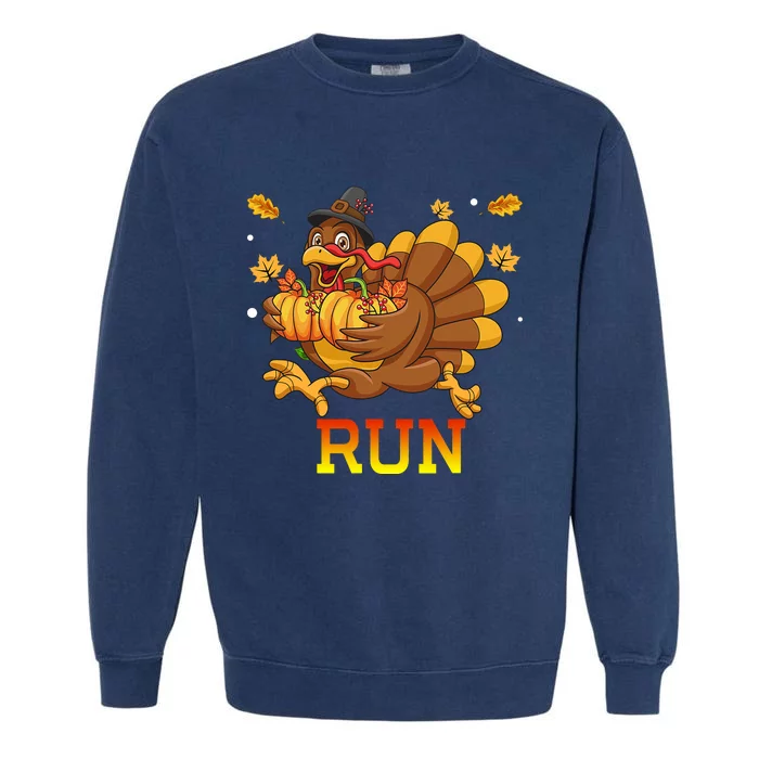 Turkey Run Costume Thanksgiving Running Turkey Trot Garment-Dyed Sweatshirt