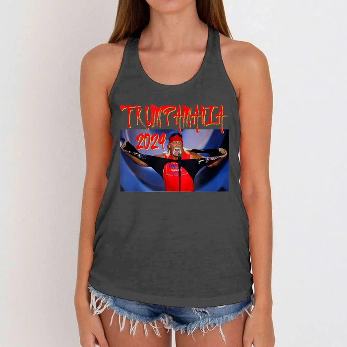 Trump Republican Convention Wrestling Meme Trumpamania Funny Women's Knotted Racerback Tank