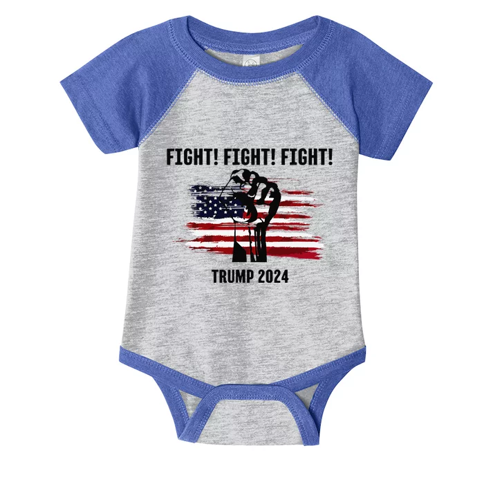 Trump Rally Campaign 2024 Fight Fight Fight Infant Baby Jersey Bodysuit