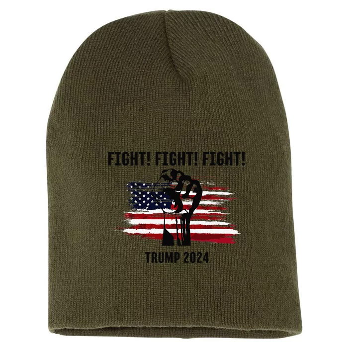 Trump Rally Campaign 2024 Fight Fight Fight Short Acrylic Beanie