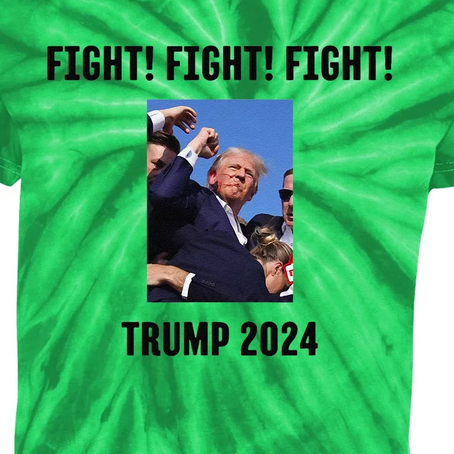 Trump Rally Campaign 2024 Fight Fight Fight Kids Tie-Dye T-Shirt