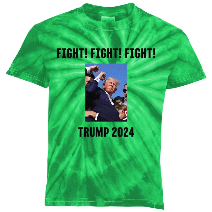 Trump Rally Campaign 2024 Fight Fight Fight Kids Tie-Dye T-Shirt