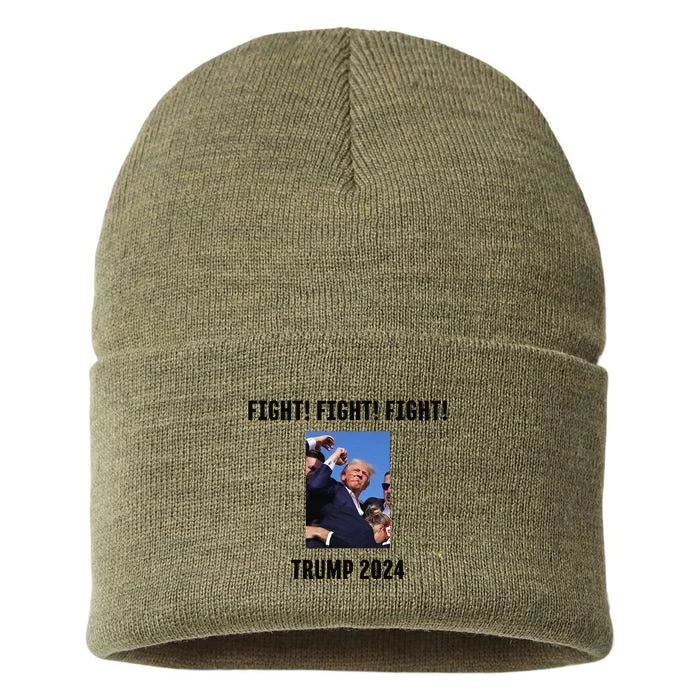 Trump Rally Campaign 2024 Fight Fight Fight Sustainable Knit Beanie