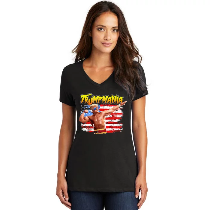 Trump Republican Convention Wrestling Meme Trumpamania Women's V-Neck T-Shirt