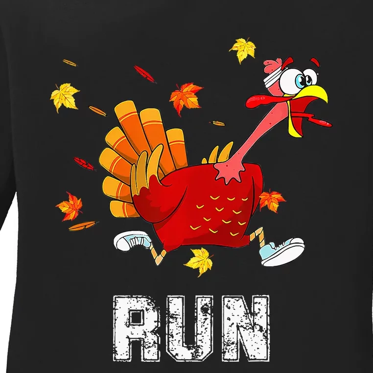 Turkey Run Costume Thanksgiving Running Turkey Trot Ladies Long Sleeve Shirt