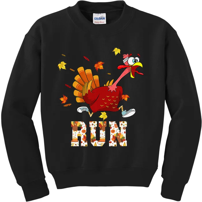 Turkey Run Costume Thanksgiving Running Turkey Trot Gift Kids Sweatshirt