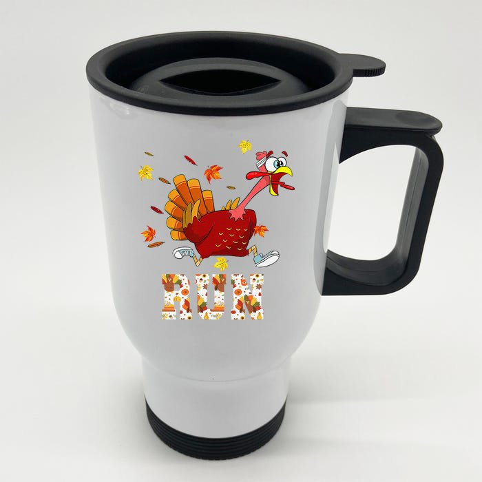 Turkey Run Costume Thanksgiving Running Turkey Trot Gift Front & Back Stainless Steel Travel Mug