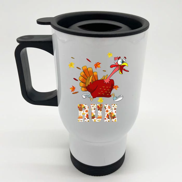 Turkey Run Costume Thanksgiving Running Turkey Trot Gift Front & Back Stainless Steel Travel Mug