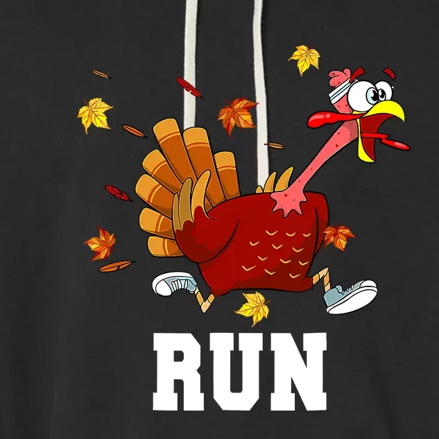 Turkey Run Costume Thanksgiving Running Turkey Trot Garment-Dyed Fleece Hoodie