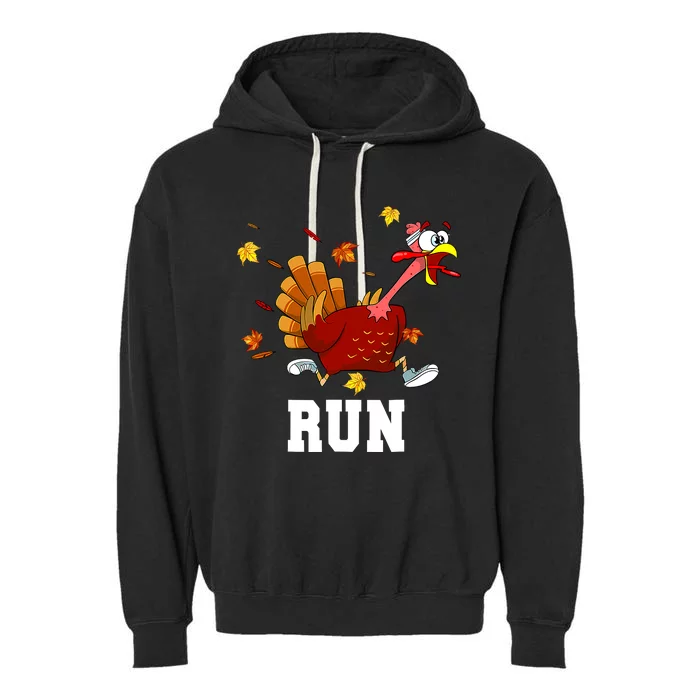 Turkey Run Costume Thanksgiving Running Turkey Trot Garment-Dyed Fleece Hoodie