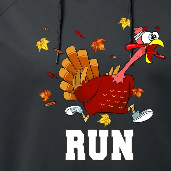 Turkey Run Costume Thanksgiving Running Turkey Trot Performance Fleece Hoodie