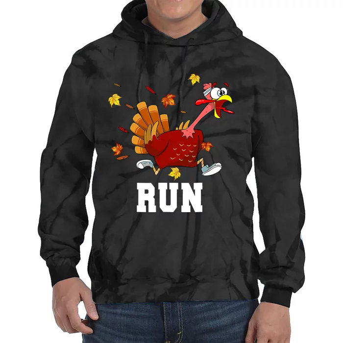 Turkey Run Costume Thanksgiving Running Turkey Trot Tie Dye Hoodie