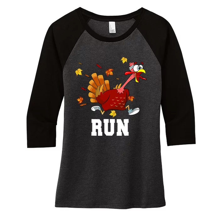 Turkey Run Costume Thanksgiving Running Turkey Trot Women's Tri-Blend 3/4-Sleeve Raglan Shirt