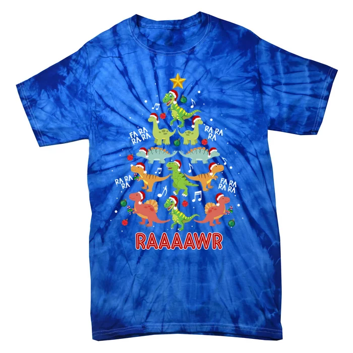 Tree Rex Christmas Gift Dinosaur Fa Ra Ra Rawr Rawr Xmas Gift Tie-Dye T-Shirt