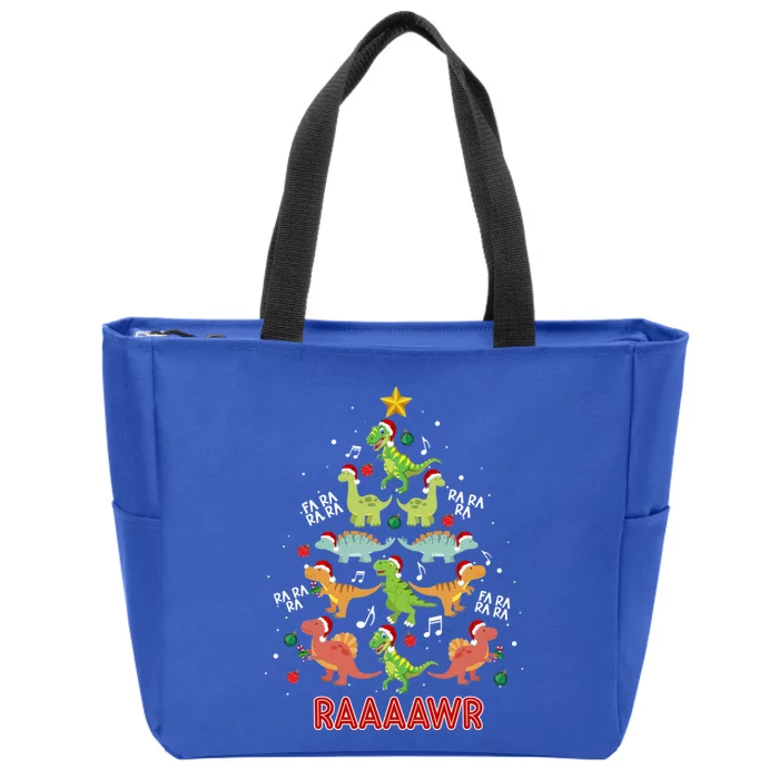 Tree Rex Christmas Gift Dinosaur Fa Ra Ra Rawr Rawr Xmas Gift Zip Tote Bag