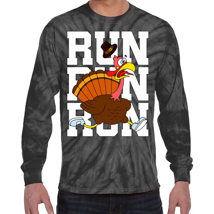 Turkey Run Costume Thanksgiving Running Turkey Trot Tie-Dye Long Sleeve Shirt