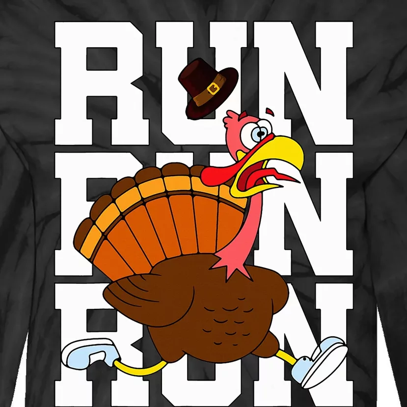 Turkey Run Costume Thanksgiving Running Turkey Trot Tie-Dye Long Sleeve Shirt