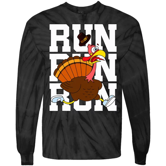 Turkey Run Costume Thanksgiving Running Turkey Trot Tie-Dye Long Sleeve Shirt