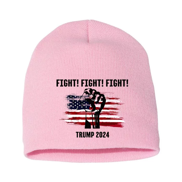 Trump Rally Campaign 2024 Fight Fight Fight Short Acrylic Beanie