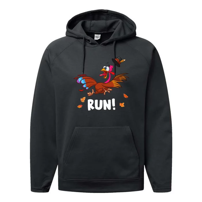 Turkey Run Costume Thanksgiving Running Turkey Trot Performance Fleece Hoodie