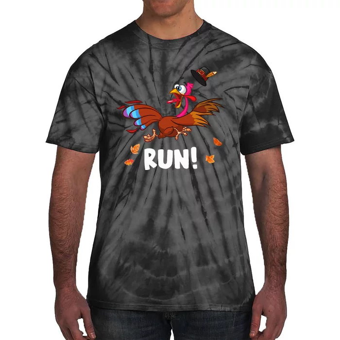 Turkey Run Costume Thanksgiving Running Turkey Trot Tie-Dye T-Shirt