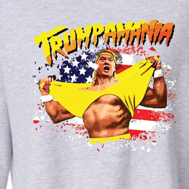 Trump Republican Convention Wrestling Meme Trumpamania Cropped Pullover Crew