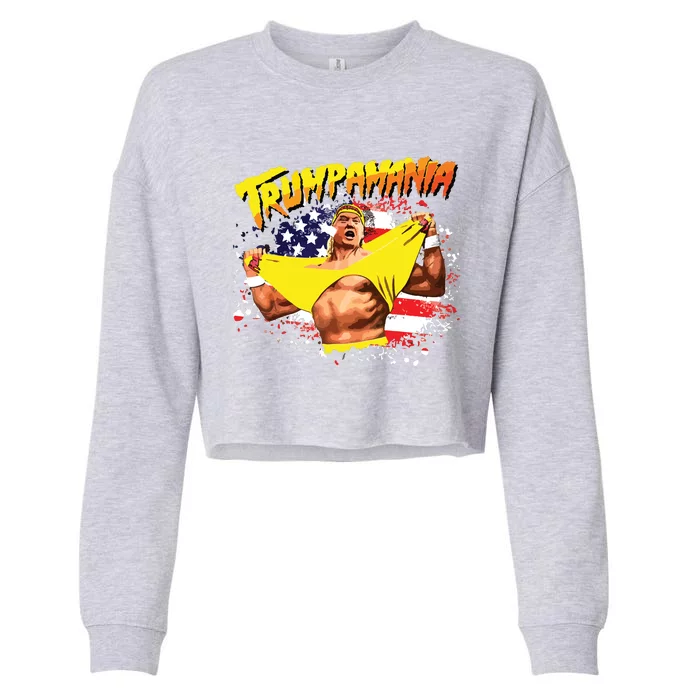 Trump Republican Convention Wrestling Meme Trumpamania Cropped Pullover Crew