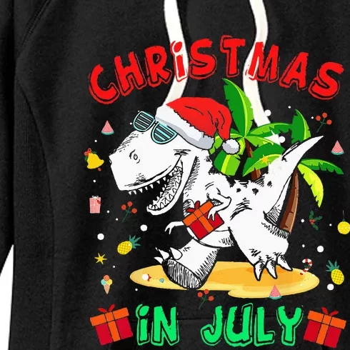 T Rex Christmas In July Dinosaur Women's Fleece Hoodie