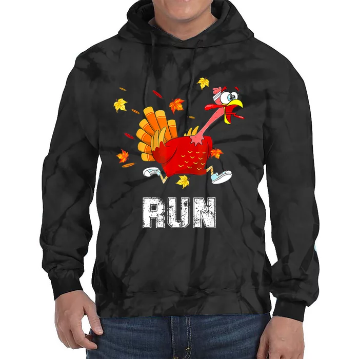 Turkey Run Costume Thanksgiving Running Turkey Trot Tie Dye Hoodie