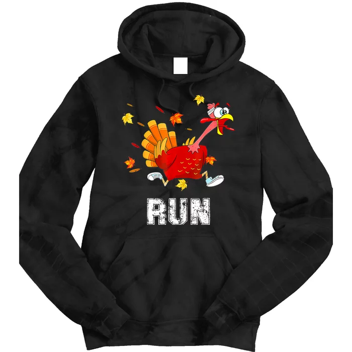 Turkey Run Costume Thanksgiving Running Turkey Trot Tie Dye Hoodie