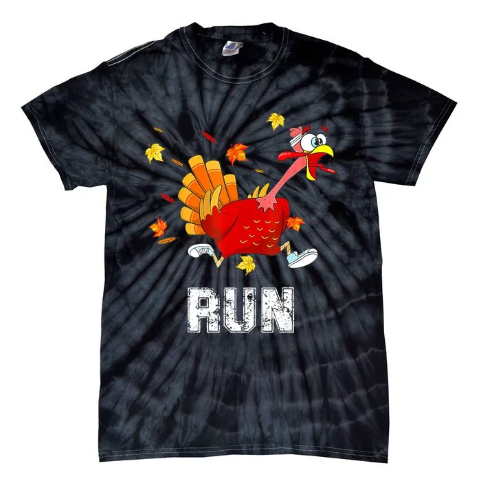 Turkey Run Costume Thanksgiving Running Turkey Trot Tie-Dye T-Shirt