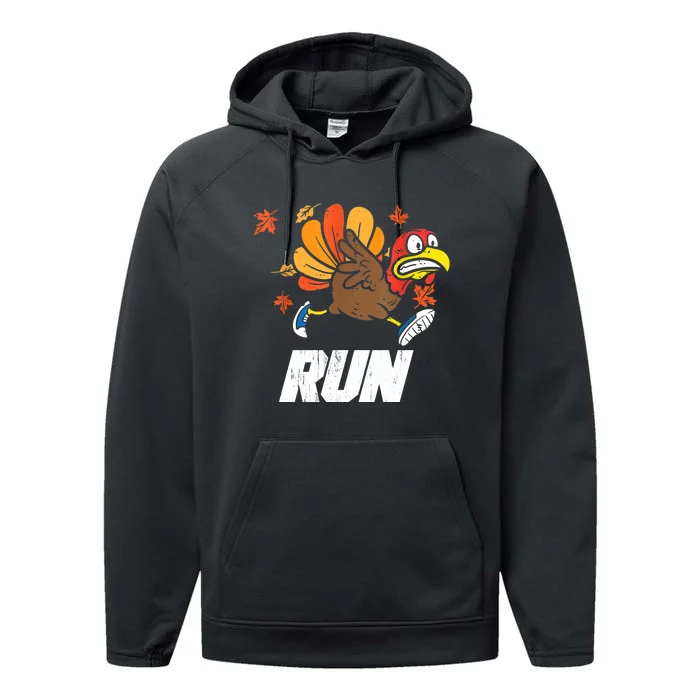 Turkey Run Costume Thanksgiving Running Turkey Trot Performance Fleece Hoodie