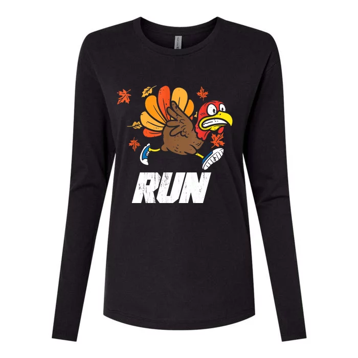 Turkey Run Costume Thanksgiving Running Turkey Trot Womens Cotton Relaxed Long Sleeve T-Shirt