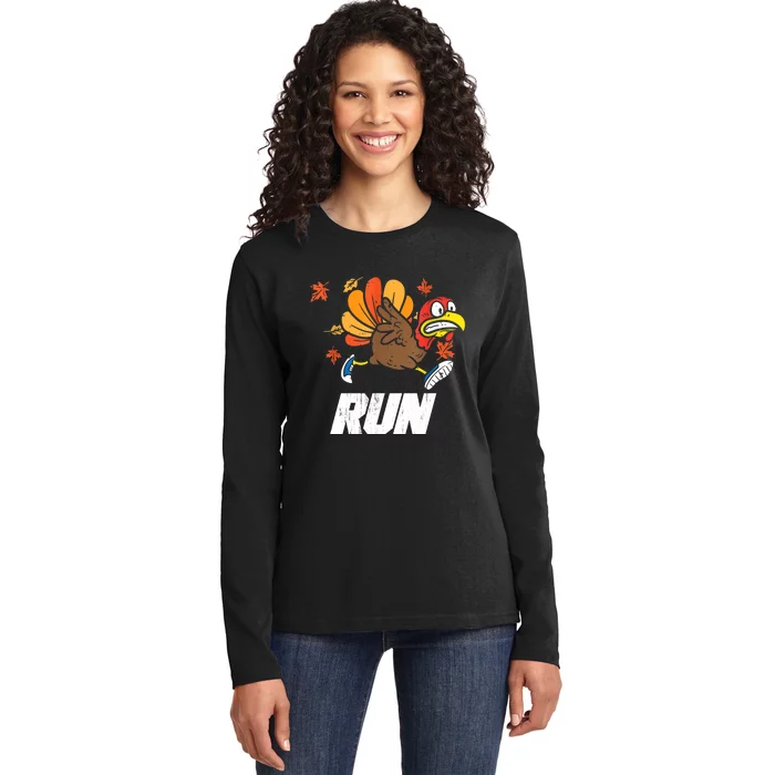 Turkey Run Costume Thanksgiving Running Turkey Trot Ladies Long Sleeve Shirt