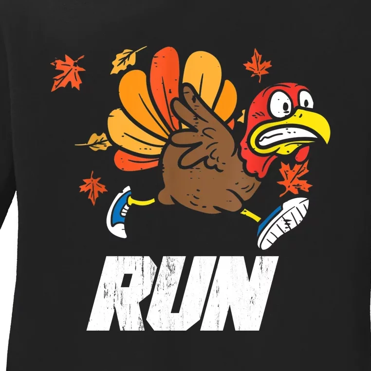 Turkey Run Costume Thanksgiving Running Turkey Trot Ladies Long Sleeve Shirt