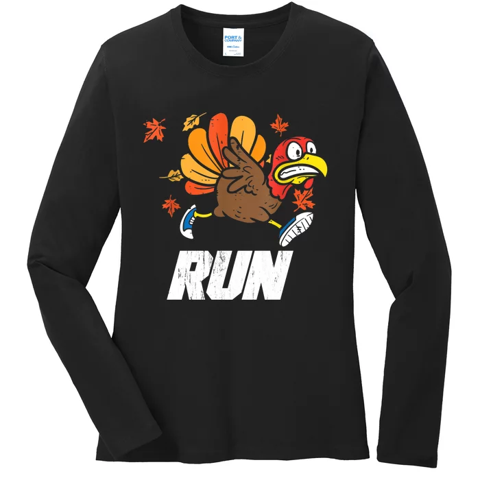 Turkey Run Costume Thanksgiving Running Turkey Trot Ladies Long Sleeve Shirt