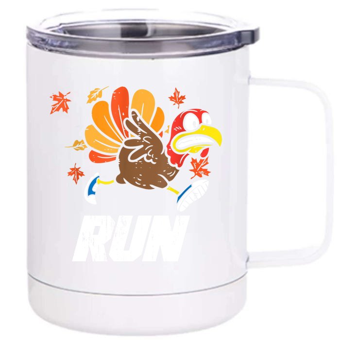 Turkey Run Costume Thanksgiving Running Turkey Trot Front & Back 12oz Stainless Steel Tumbler Cup