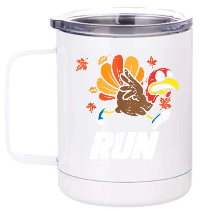 Turkey Run Costume Thanksgiving Running Turkey Trot Front & Back 12oz Stainless Steel Tumbler Cup